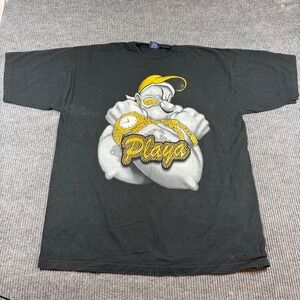 Deluxe Shirt Men's 3XL Popeye Playa Graphic Black Streetwear Hip Hop Sailor